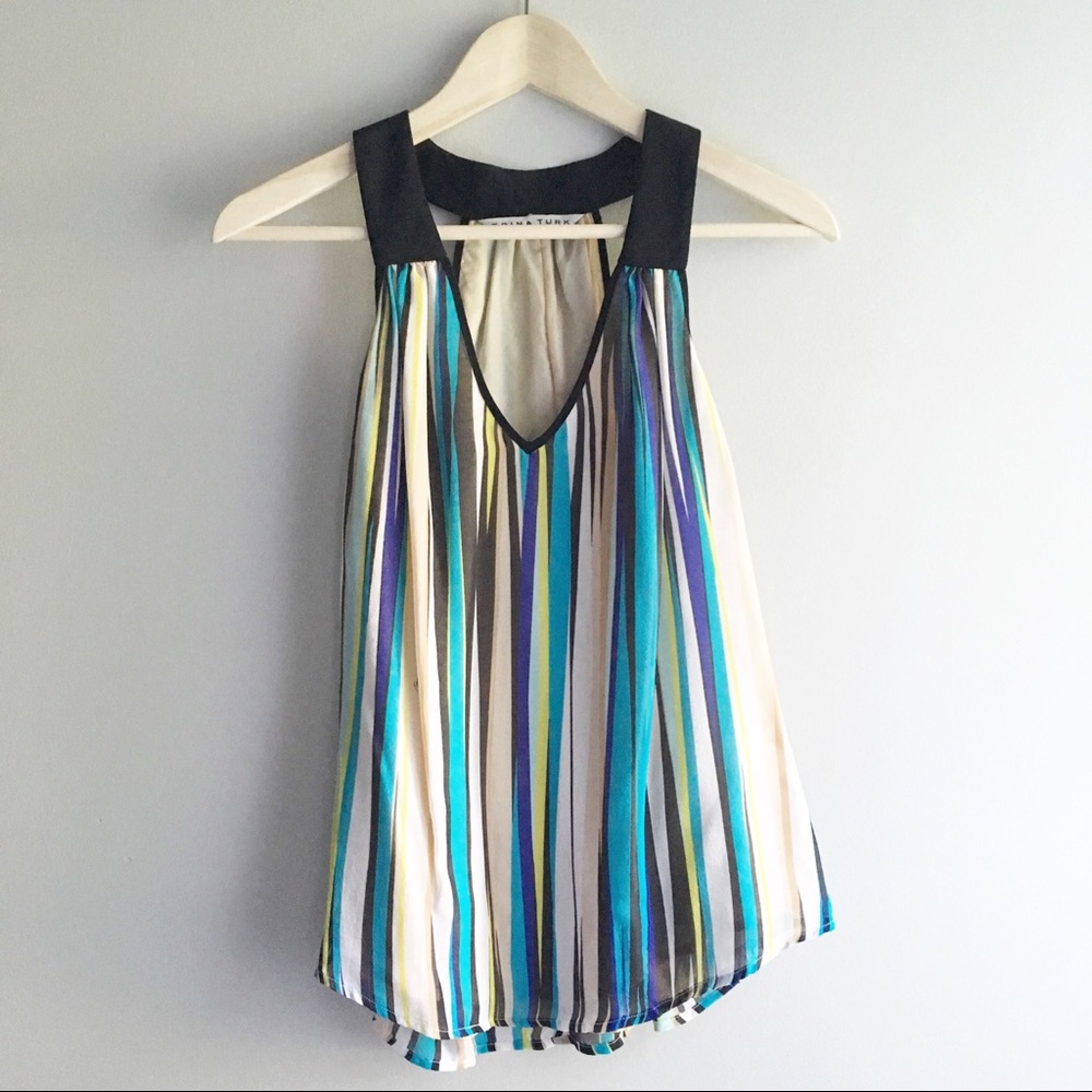 Trina Turk Silk Multicolor Striped Tank